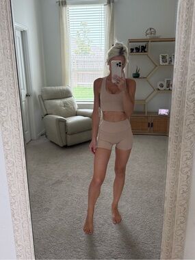 Saski collection nude shorts and top workout set
